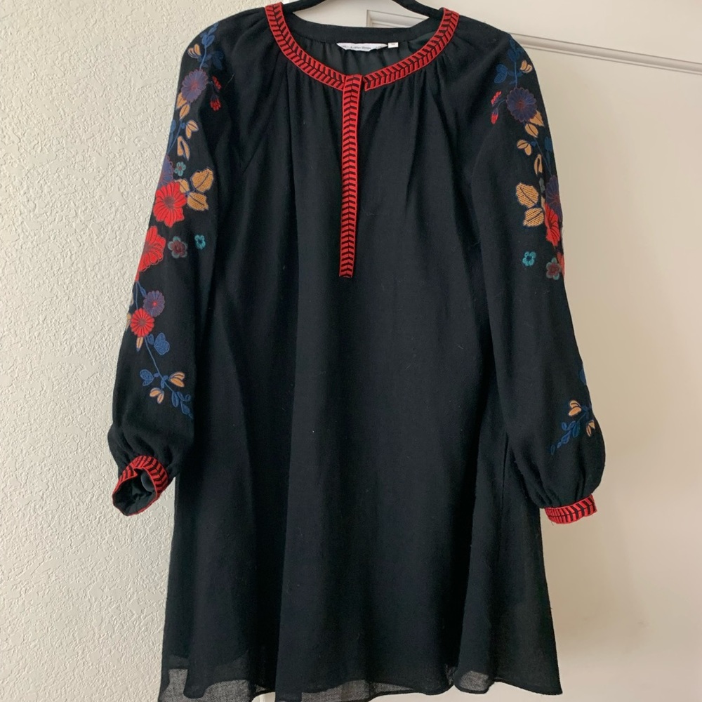 & Other Stories Floral Embroidered Snap Button Long Sleeve Sheath Mini Dress 6